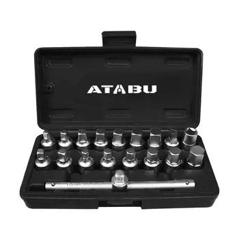 Atabu 3 8 Polegada drive 18 pçs conjunto de chaves de tampa de drenagem de óleo para caixa de câmbio kit de ferramentas manuais essenciais para reparo do eixo
