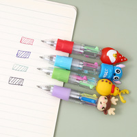 Mini stylos à bille quatre couleurs, Noël, mignon, dessin animé, adorable, tête colorée, rétractable, promotionnel, prix étudiant, cadeau stylo