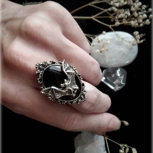 Nouvelle <span class=keywords><strong>bague</strong></span> gothique chauve-souris noire d'Halloween, <span class=keywords><strong>bague</strong></span> réglable avec <span class=keywords><strong>camée</strong></span> de chauve-souris, bijoux de fête pour femmes et hommes, cadeaux de festival - Product Image 2