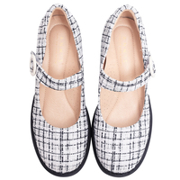 Mocassins Mary Jane décontractés à plateforme et talon épais Ann'S 6 cm en tweed synthétique blanc pour femme avec soutien de la voûte plantaire et doublure rembourrée