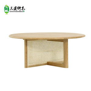 Nordic-style rattan coffee <b>table</b>, suitable for <b>small</b> living rooms and <b>small</b> apartments, simple round coffee <b>table</b>, solid wood - Product Image 2