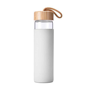 Bouteille d'eau en verre 2025 en gros d'usine avec manchon de protection en silicone, bouteilles en cristal avec couvercle en bois et corde - Product Image 6