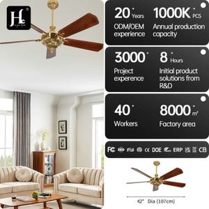 Ventilador de techo LED de 5 aspas de madera maciza, motor de CC con control remoto, aire OEM de alta calidad, 52 pulgadas - Product Image 4