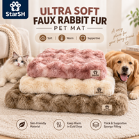 Lit pour chien en fausse fourrure de lapin de luxe, tapis pour animaux de compagnie doux et chaud, lavable, coussin épais en éponge, lit pour chat pour chiens de petite, moyenne et grande taille, OEM