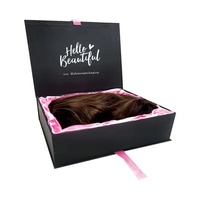 Caja de cierre de cinta de satén en forma de libro reciclado, esponja gruesa de 2mm para extensiones de cabello, accesorios para pelucas para embalaje, almacenamiento de regalos