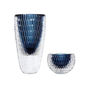 Vases à fleurs en cristal de <span class=keywords><strong>verre</strong></span> de décoration de maison brillant de surface <span class=keywords><strong>bleu</strong></span> foncé riche et calme - Product Image 1