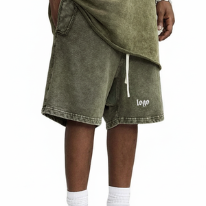 Short homme 100% coton lavé à la pierre léger séchage rapide respirant Streetwear impression de logo personnalisé bas quantité minimale de commande solide - Product Image 1