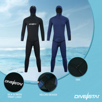 DIVESTAR Grosir Wetsuit Freediving Dua Potong 3MM Neoprene Super Elastis Nyaman Hangat Tahan Air untuk Unisex
