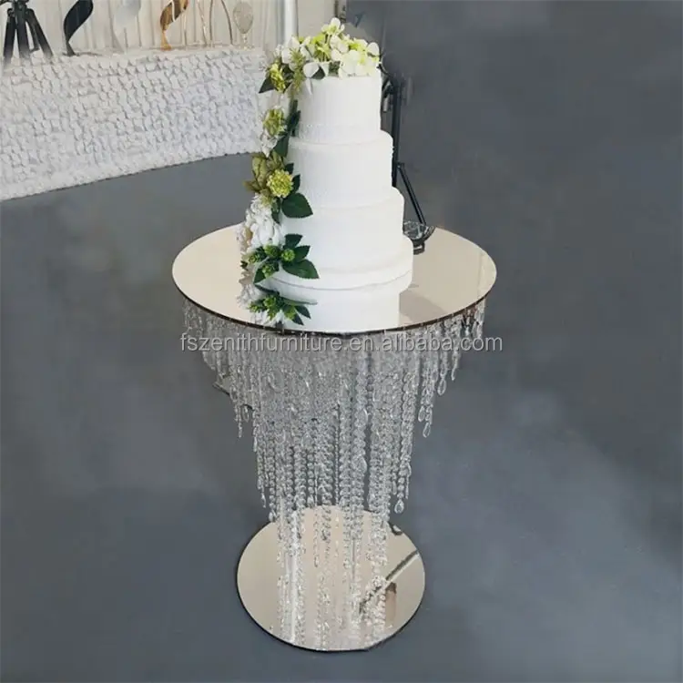 Soporte de flores de acrílico transparente de lujo, colgante de mesa de pastel redondo, soporte de Pedestal de pastel de cristal transparente