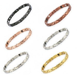 Stainless Steel Magnetic <b>Bracelet</b> <b>Set</b> Unisex Couple Jewelry Gift Detachable Fishtail Design Heart Shape Geometric Pattern - Product Image 1