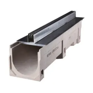 precast polymer plastic resin U shape rain drainage channel ditch trench gutter with stainless steel grating