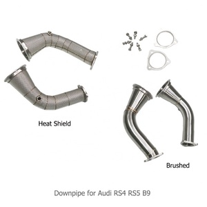 High Quality Exhaust Downpipe 89-76mm Reducing Diameter Straight Heat Shield /Brushed Pipe for Audi RS4 RS5 B9 2019-2022 2.9T - Product Image 1