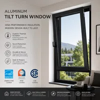 Fenêtre en aluminium à bascule horizontale à économie d'énergie, triple vitrage isolant, moderne, pour salle de bain, climat froid, usage résidentiel