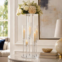 Nouveau Porte-bougie en acrylique transparent de style minimaliste moderne, centre de table de mariage, décoration de mariage en cristal