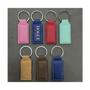 Luxury Rectangle Circle & Oval Shape Keychains Laserable Leatherette PU Leather Keyring Fashionable Metal Engraving Keychains - Product Image 5
