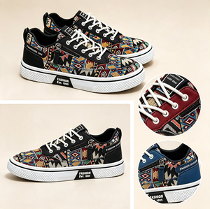 <span class=keywords><strong>Scarpe</strong></span> Etniche Intrecciate Retrò per Uomo, Sneakers Basse con Zip Laterale <span class=keywords><strong>e</strong></span> Lacci, Disponibili in Vari Colori, <span class=keywords><strong>Scarpe</strong></span> Casual alla Moda per Camminata - Product Image 5