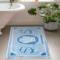 Tapis de sol carré moderne en peluche imitation cachemire, absorbant et antidérapant, avec motif dollar américain de dessin animé, pour salle de bain et salon