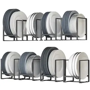 Estante de metal multifuncional para almacenamiento de platos, organizador de gabinetes de cocina, esquinero, soporte de rejilla