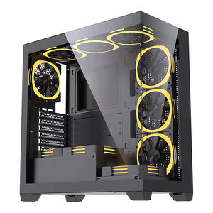 Lovingcool パノラマビュー キューブ型 強化ガラス フルタワー ゲーミングPCケース ATX MATX <span class=keywords><strong>ITX</strong></span>マザーボード対応 - Product Image 1