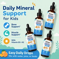 Complément Liquide de Calcium et de Magnésium pour Enfants avec Vitamines D3 et K2, Saveur Mangue Orange, Soutien Osseux et Musculaire