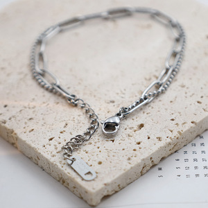 Double Layer Titanium Steel Chain Bracelet For Women Geometric Design 18K Colorfast Jewelry Fashion Simple Style - Product Image 2
