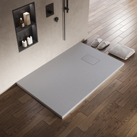 Receveur de douche rectangulaire moderne en résine de pierre noir/blanc, personnalisable, en surface solide, pour salle de bain, vente en gros