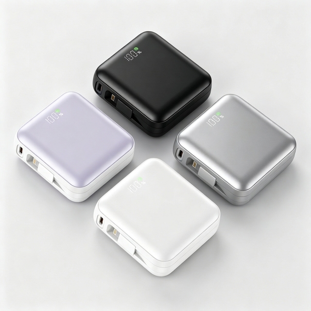 Mini 10000mAh Portable Power Bank Built-in for Type-C LED Display Quick Charge Custom logo Corporate Gift Travel Power Bank