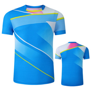 Grosir Logo Kustom Dicetak 100% Poliester Cepat Kering Bernapas Pria Lengan Pendek Tenis Meja Olahraga T Shirt - Product Image 3