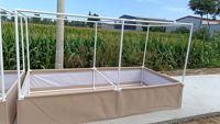 Potager surélevé en tissu feutré durable de style ferme pour la culture de légumes, herbes et fleurs, avec treillis à structure en tuyaux PVC