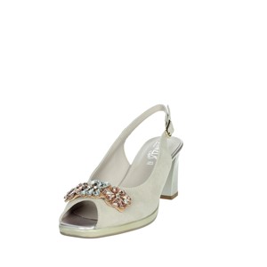 Sandali da donna Beige con cinturino alla caviglia con tacco stringato MM275042 alla moda quadrato e punta per uso estivo all'aperto - Product Image 6