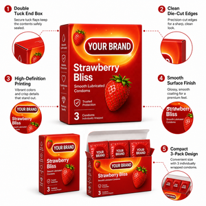 <span class=keywords><strong>Caja</strong></span> <span class=keywords><strong>de</strong></span> Cartón para <span class=keywords><strong>Condones</strong></span> con Impresión Personalizada, Diseño <span class=keywords><strong>de</strong></span> Fresa, Paquete <span class=keywords><strong>de</strong></span> 3 Piezas, <span class=keywords><strong>Caja</strong></span> <span class=keywords><strong>de</strong></span> Papel para <span class=keywords><strong>Condones</strong></span> Lubricados, Exhibición para Venta al por Menor - Product Image 5