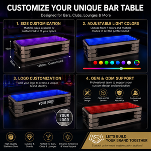 Round <strong>Bar</strong> High Tables for <strong>Outside</strong> LED Light Up Cocktail Table Infinity Mirror Stainless Steel Durable for Pub Club Garden Party - Product Image 3