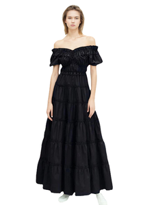 Gaun Prom Formal Terbaru Rok Bermotif Bunga Desain Spot Supplies Gaun Hitam untuk Acara Malam - Product Image 2