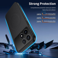 Funda trasera de cuero con textura de fibra de carbono mate magnética para Xiaomi Redmi K70 / Pro / K70E / Poco F6 X6 Pro, funda de carga inalámbrica