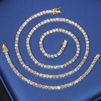 Collier Hip Hop en argent sterling 925 avec diamants Moissanite VVS de 2 mm, chaîne tennis Moissanite pour hommes