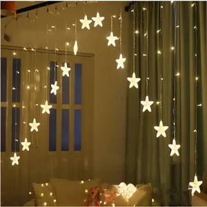 Fabrika doğrudan romantik twinkle yıldız dize peri perde ışık yatak odası oturma odası dekorasyon led ters v peri yıldız ışıkları