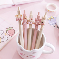 Stylo bille en plastique rose mignon kawaii avec encre gel noire 0,5 mm pour le bureau et l'école