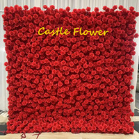O-FW003 Mur de fleurs 3D personnalisé en tissu, panneau mural décoratif en fleurs artificielles de roses en soie pour mariage, toile de fond