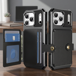 Étui de téléphone magnétique de luxe antichoc en TPU+PU avec porte-cartes pour iPhone 17 Pro - Product Image 3