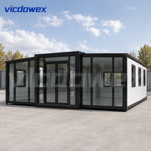 Mini Villa Modulare Contemporanea, Casa Pieghevole Espandibile da 20 Piedi, Soggiorno 1-4 Camere da Letto, Casa Mobile con Struttura in Acciaio Impermeabile - Product Image 1