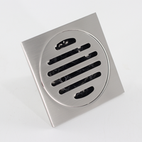 Ralo de Chão Moderno 10x10cm em Aço Inoxidável 304 Polido para Box de Banheiro, Grelha Quadrada com Padrão Cápsula para Chuveiro