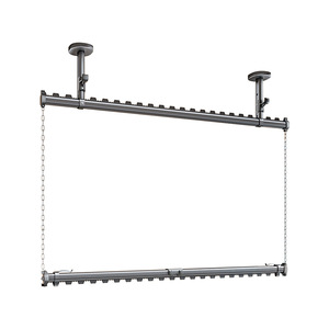Aluminum Double Layer <b>Clothes</b> <b>Drying</b> <b>Rack</b> With Blanket Clips Adjustable Foldable For Balcony Home Use - Product Image 1