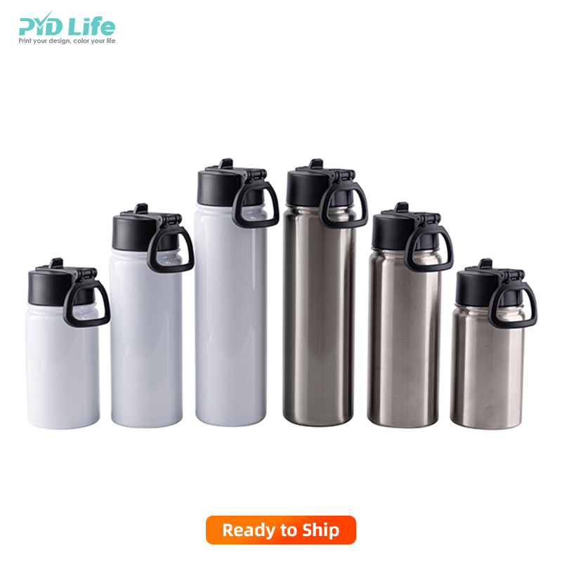 PYD Life Bottiglie d'acqua sportive a sublimazione da 500 ml, vuote, in acciaio inox, colore bianco, con coperchio, per stampa in forno a sublimazione, confezione da 4