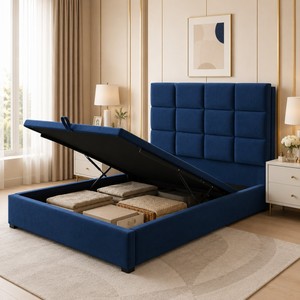 <span class=keywords><strong>Letto</strong></span> contenitore imbottito blu con sollevamento idraulico, <span class=keywords><strong>testiera</strong></span> trapuntata a griglia, struttura <span class=keywords><strong>letto</strong></span> matrimoniale/king size, OEM ODM, letti all'ingrosso B2B - Product Image 6