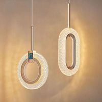 Lampu Gantung Samping Tempat Tidur, Lampu Gantung Mewah Art Deco Desain Baru, Lampu Cincin LED, Lampu Gantung Lingkaran LED, Lampu Gantung Kamar Tidur