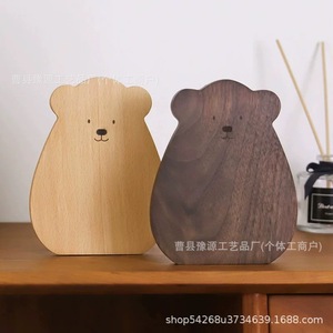 Walnut Solid Wood Bear Shape <b>Bookends</b> For Home Desk Book Storage Decorative Animal Design - Product Image 2