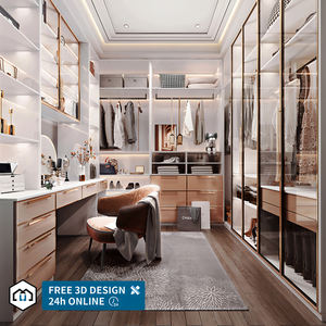 Modern Elegant Small Glass <strong>LED</strong> <strong>Light</strong> Wardrobe Extendable Wooden Bedroom <strong>Furniture</strong> for Hotels - Product Image 3