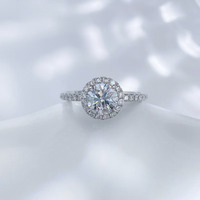 Anello Classico a Quattro Punte con Pavé Completo di Diamanti Coltivati in Laboratorio, Anello Solitario in Platino PT950 per Fidanzamento e Matrimonio, Gioielleria Fine per Donne