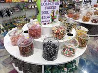 Pot rond en plastique de qualité alimentaire, scellé hermétiquement, pour bonbons, céréales, noix, présentoir et équipement de magasin de bonbons