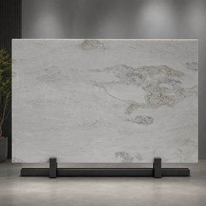 Lastra di Marmo Bianco Fendy - Marmo Naturale Bianco Sporco con Venature Grigie per Piani di Lavoro, Pareti e Pavimenti, Lastra Grande Lucidata - Product Image 1